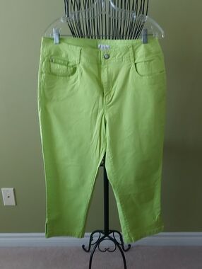 Women's Lime Green Stretch Crop Jeans